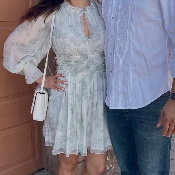 Rebecca Taylor, 100% Pure Silk, Cream and Baby Blue, Size 2 - Picture 2 of 14